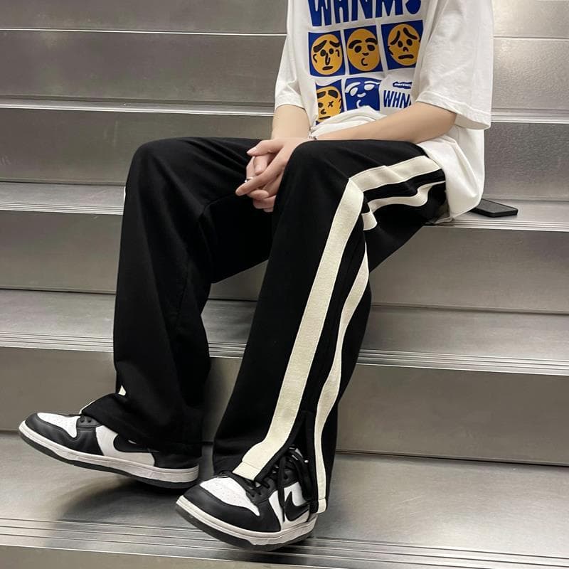 【メンズ】スウェットパンツ サイドライン入り ゆったりスウェットパンツ