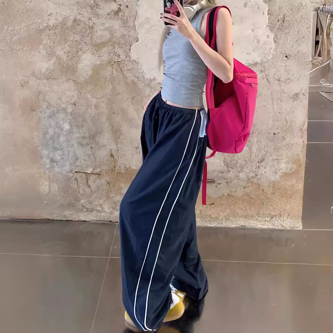 【レディース】スウェットパンツ スウェットパンツ ゆったりシルエット 切替デザイン スポーツパンツ