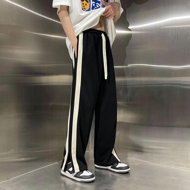 【メンズ】スウェットパンツ サイドライン入り ゆったりスウェットパンツ