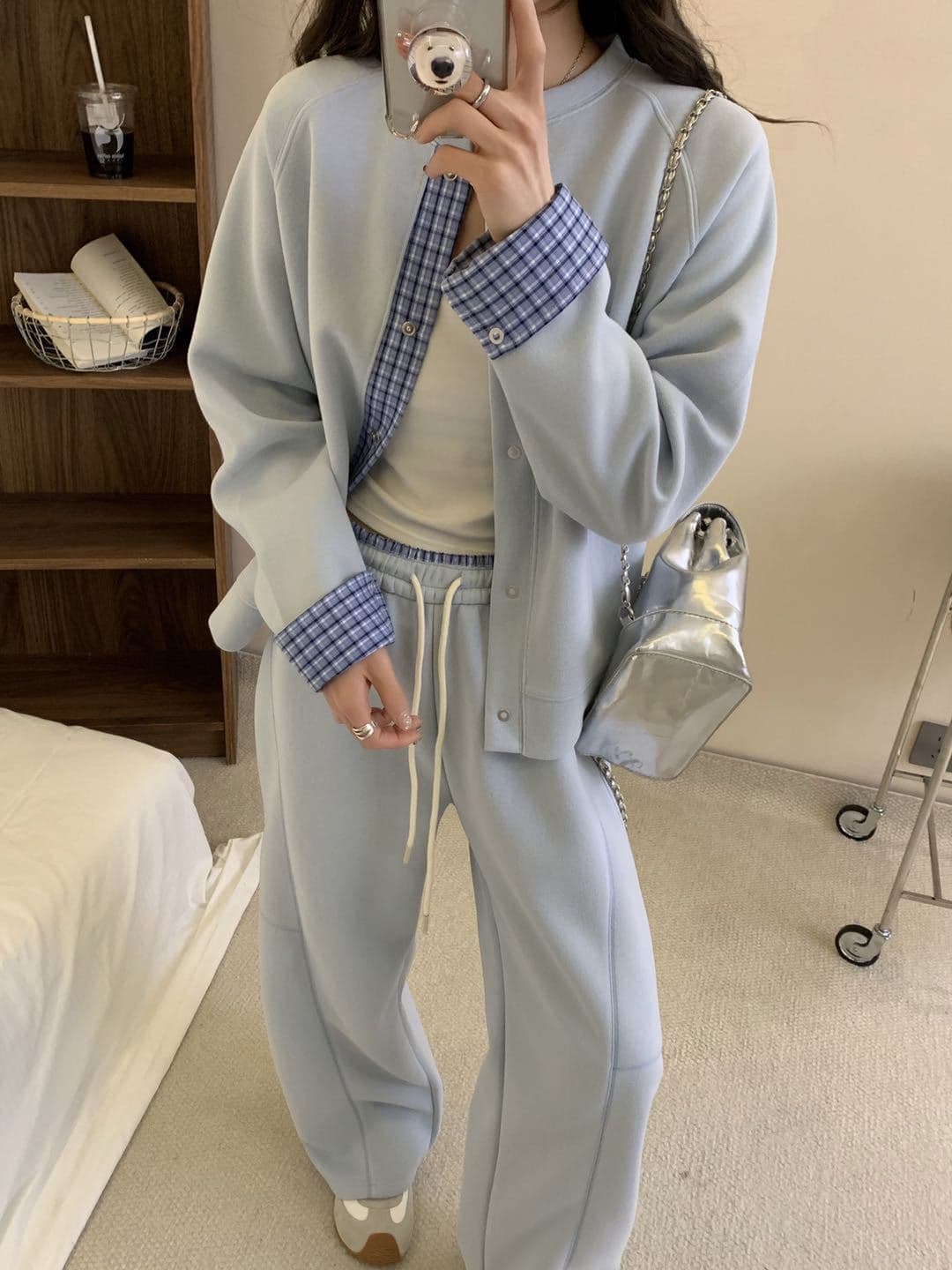【レディース上下セット】スウェットパンツ スウェットパンツ 切替リラックスワイドパンツ