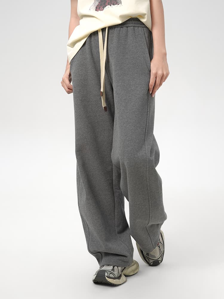 【レディース】スウェットパンツ スウェットパンツ厚手冬素材 ゆったり楽ちん 紐付きワイドパンツ