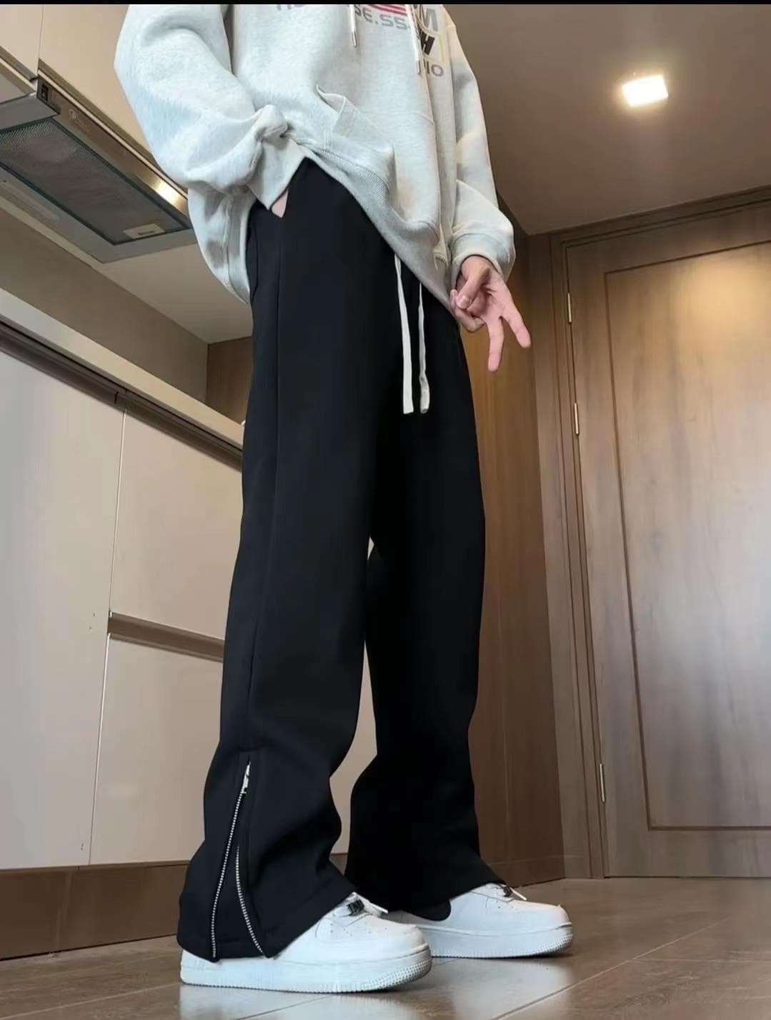 【メンズ】スウェットパンツ スウェットパンツ 裾ジッパーデザイン リラックスパンツ