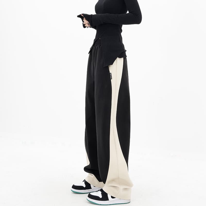 【レディース】スウェットパンツ スウェットパンツ バイカラーゆったりラインパンツ