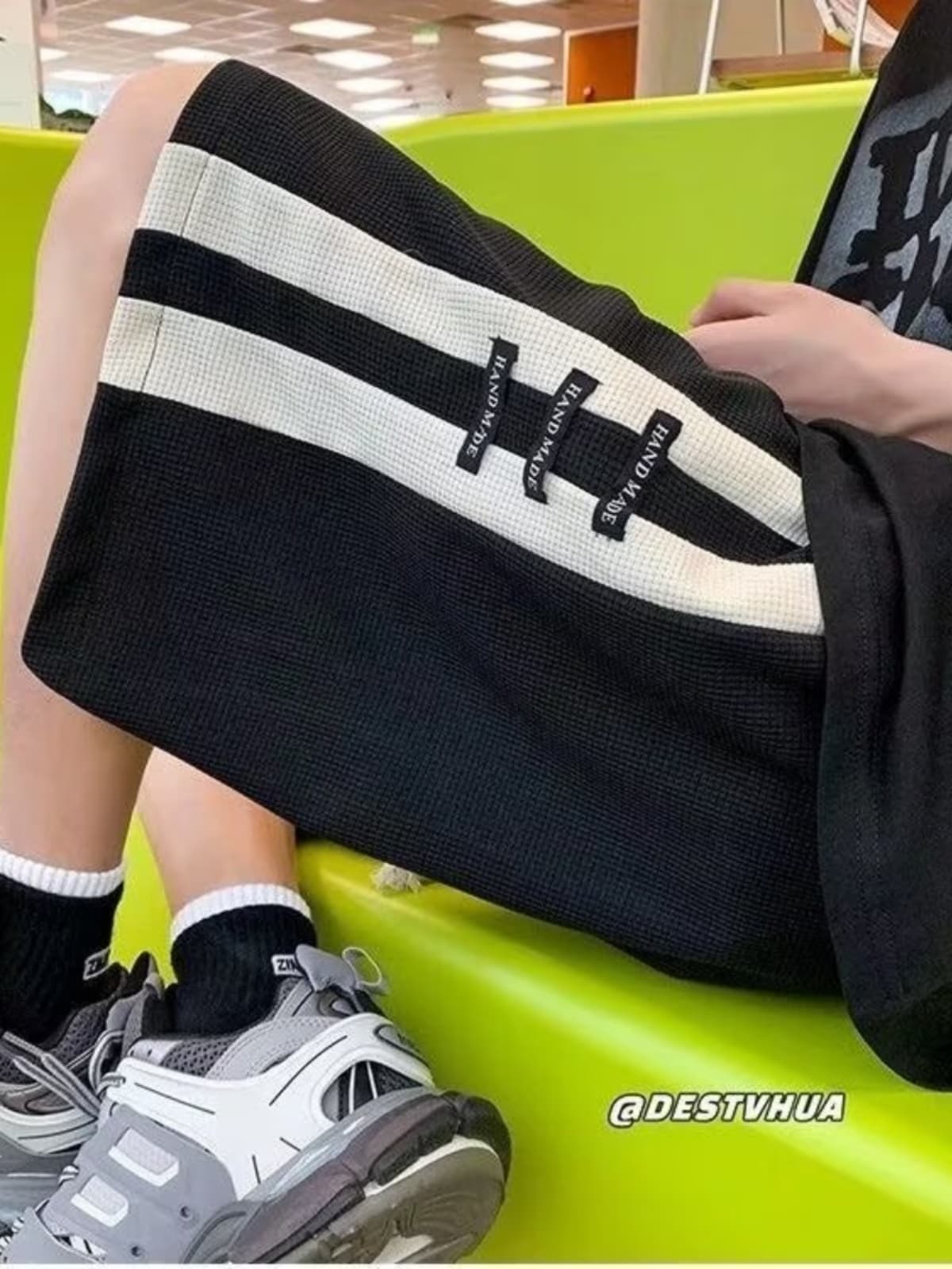 【メンズ】スウェットパンツ ツーラインワッフル生地ショートパンツ