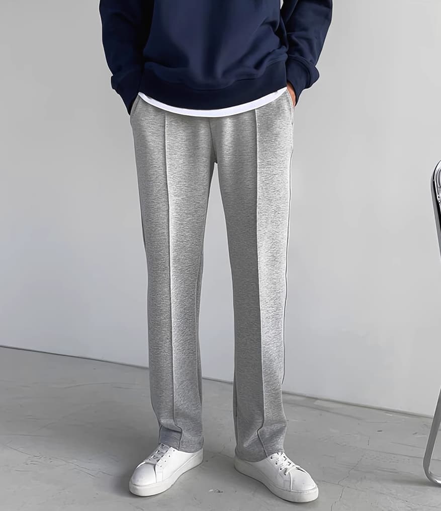 【メンズ】スウェットパンツ センタープレスストレートパンツ