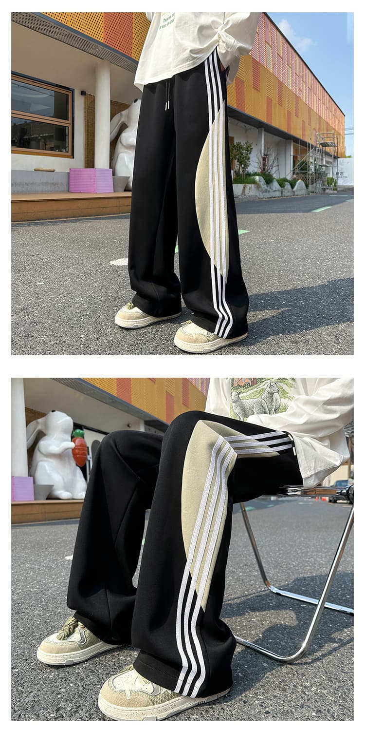スウェットパンツ スウェットパンツ 三本ライン入りゆったりスポーツパンツ