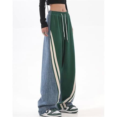 【レディース】スウェットパンツ サイドライン入りワイドスウェットパンツ