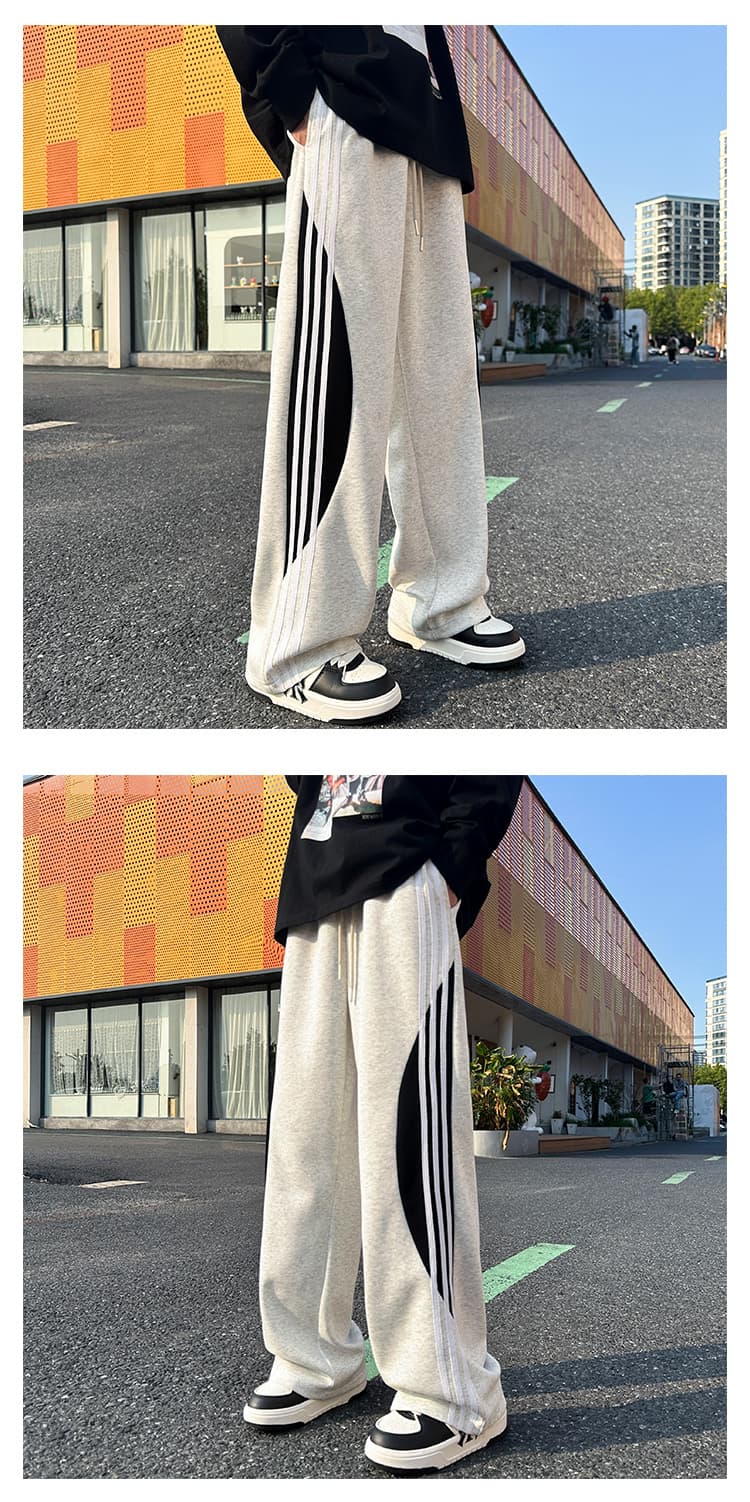 スウェットパンツ スウェットパンツ 三本ライン入りゆったりスポーツパンツ