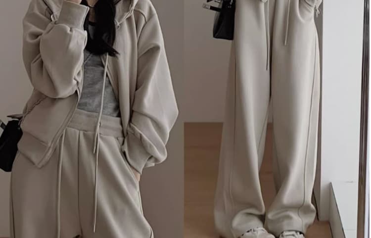 【レディース上下セット】スウェットパンツ くつろぎワイドスウェットパンツ