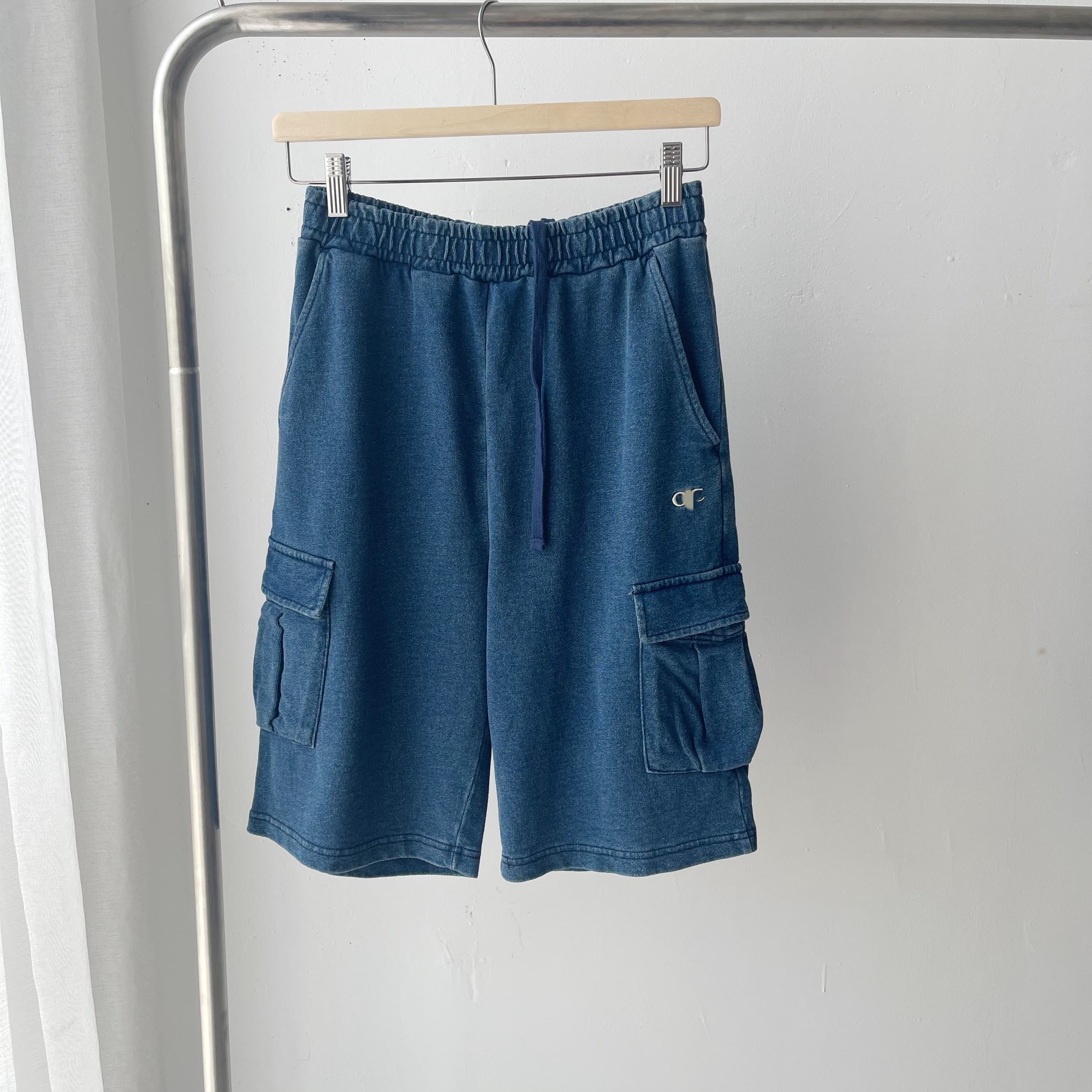 【メンズ】スウェットパンツ ヴィンテージ風カーゴポケット付きショートパンツ