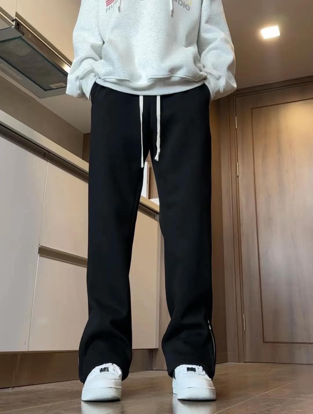 【メンズ】スウェットパンツ スウェットパンツ 裾ジッパーデザイン リラックスパンツ