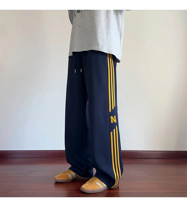 【メンズ】スウェットパンツ ラインデザイン ワイドスウェットパンツ