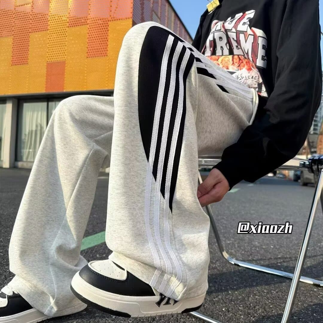 【メンズ】スウェットパンツ 三本線ワイドスウェットパンツ