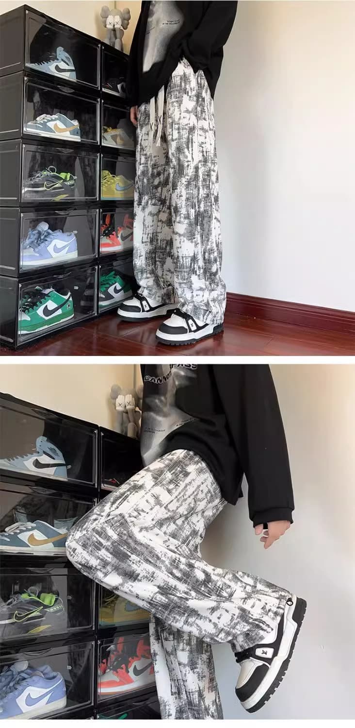 【メンズ】スウェットパンツ 筆跡模様 ゆったりスウェットパンツ