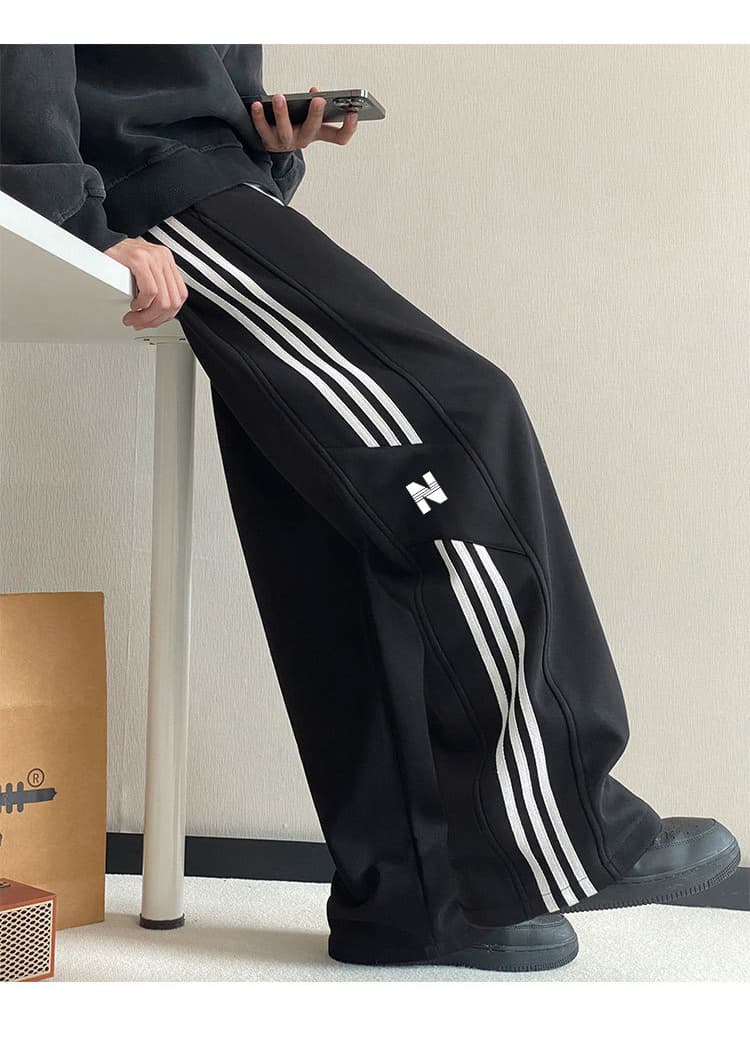 【メンズ】スウェットパンツ ラインデザイン ワイドスウェットパンツ