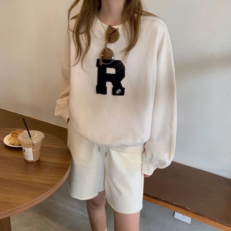 【レディース上下セット】スウェットパンツ スウェットパンツ イニシャル刺繍 ゆったりショートパンツ