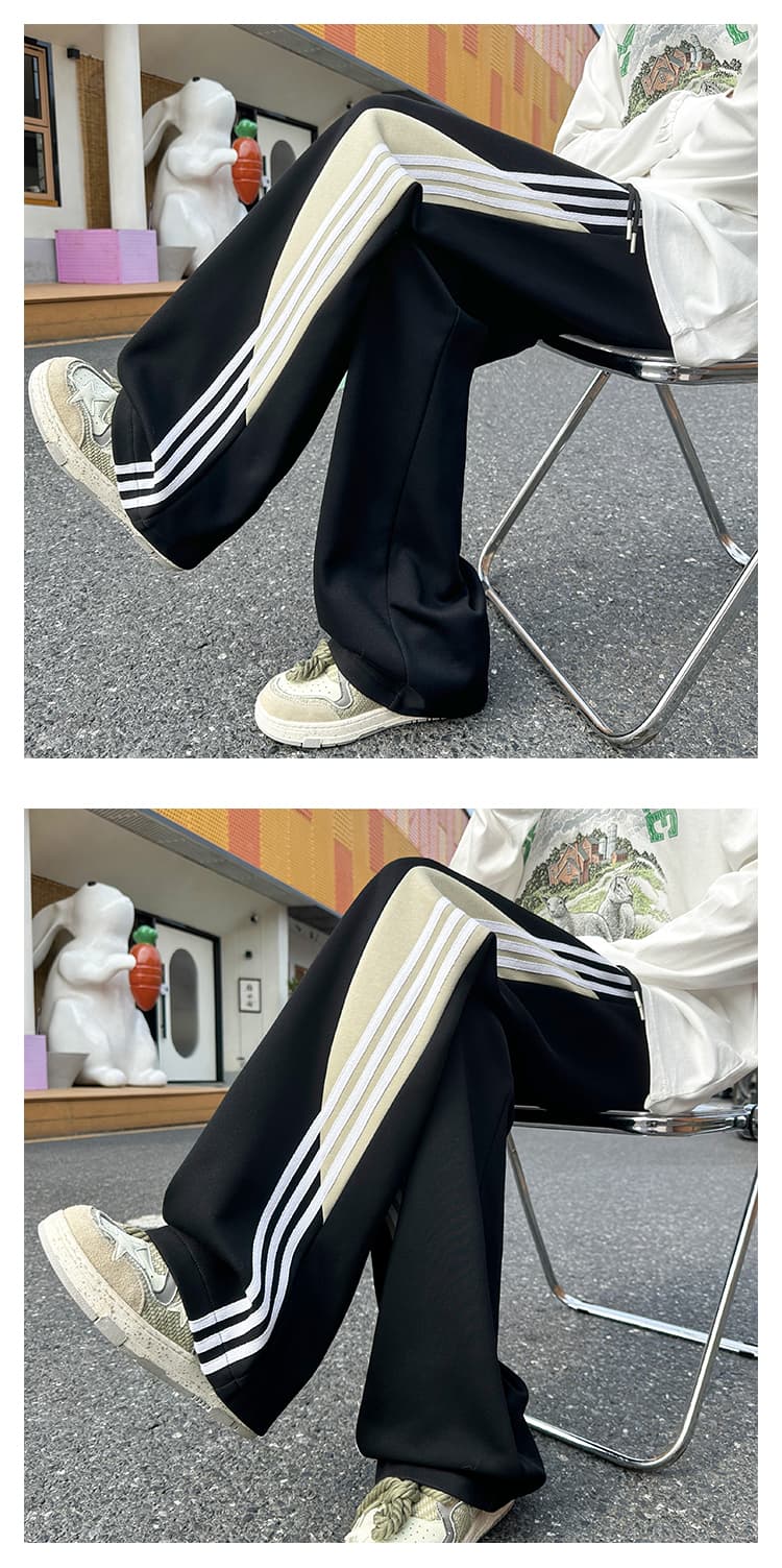 スウェットパンツ スウェットパンツ 三本ライン入りゆったりスポーツパンツ