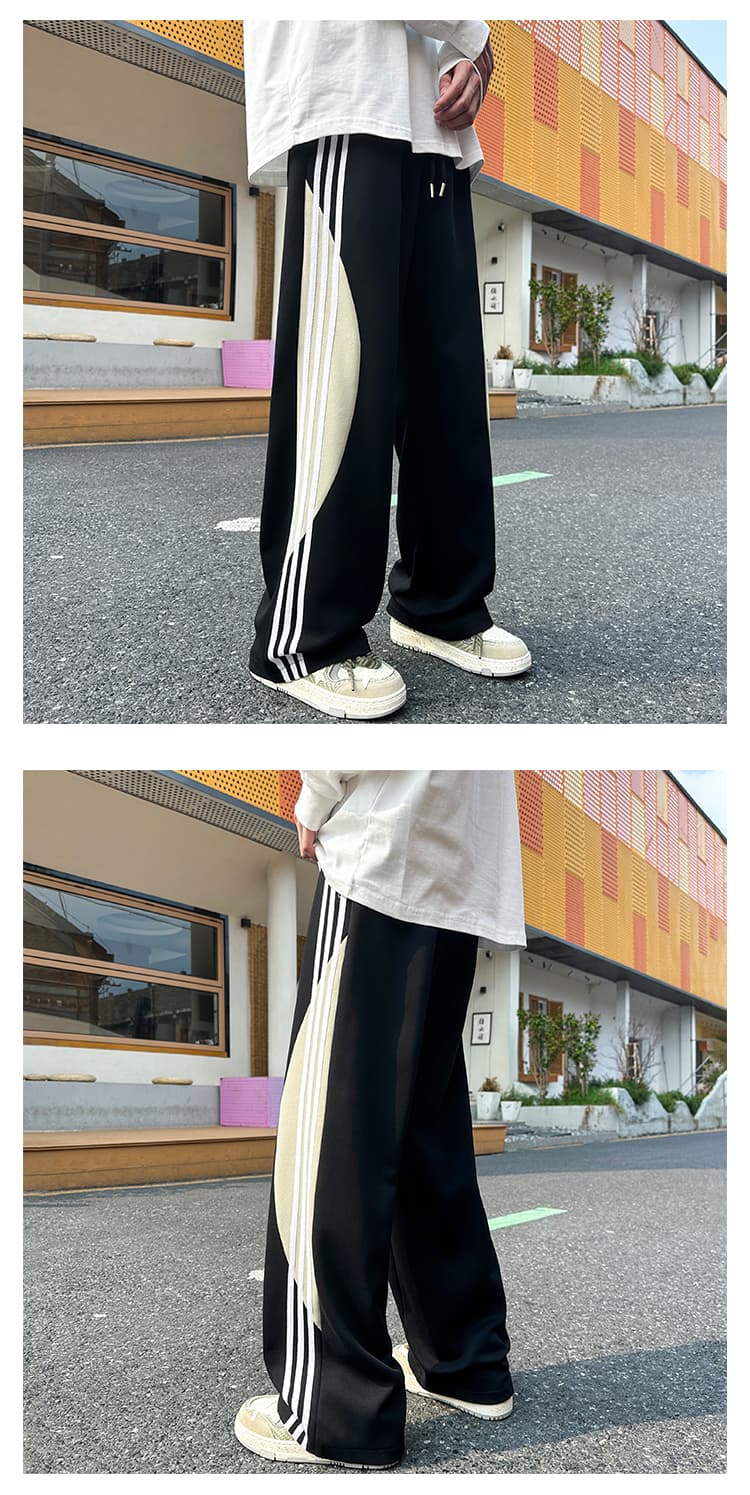 スウェットパンツ スウェットパンツ 三本ライン入りゆったりスポーツパンツ