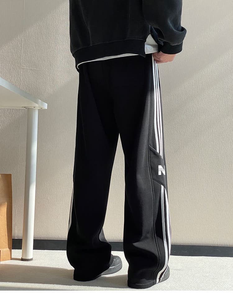 【メンズ】スウェットパンツ ラインデザイン ワイドスウェットパンツ