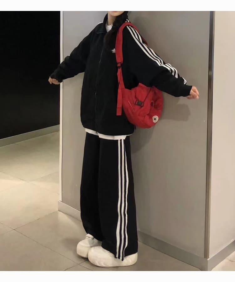 【レディース】スウェットパンツ 三本線ゆったりスウェットパンツ