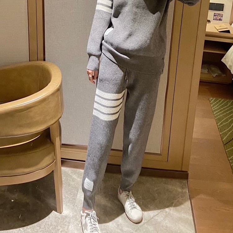 【レディース上下セット】スウェットパンツ ラインデザインワイドスウェットパンツ