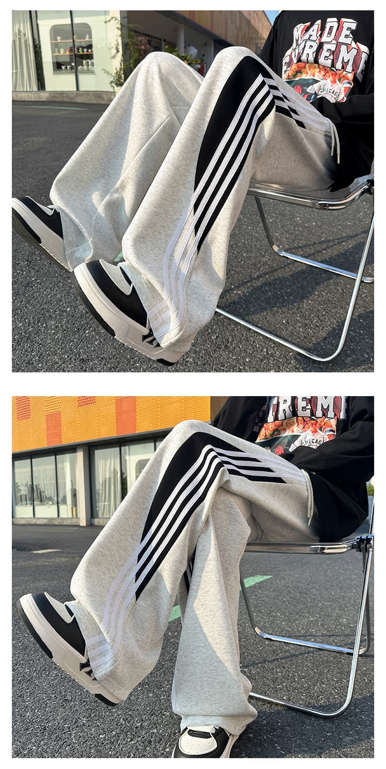 スウェットパンツ スウェットパンツ 三本ライン入りゆったりスポーツパンツ