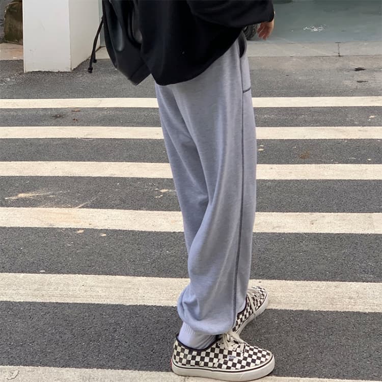 【レディース】スウェットパンツ スウェットパンツ ラインステッチゆったりパンツ