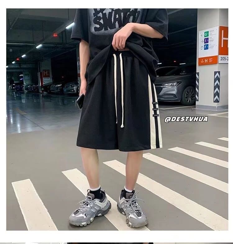 【メンズ】スウェットパンツ ツーラインワッフル生地ショートパンツ