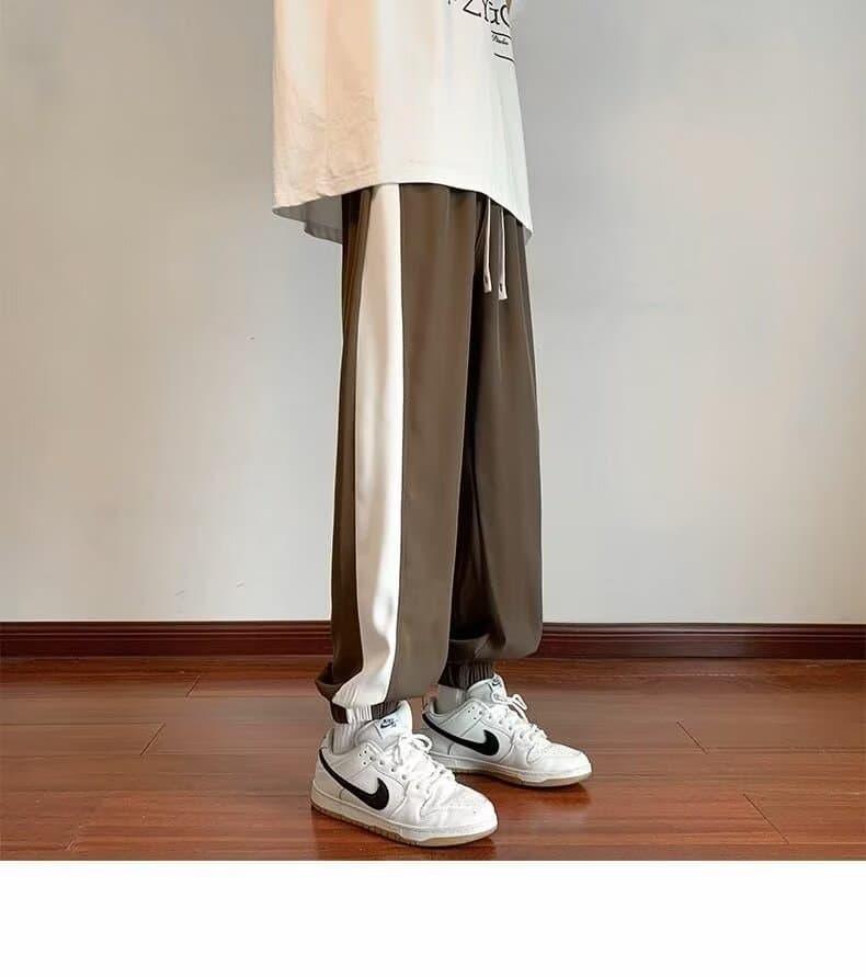 【メンズ】スウェットパンツ 切り替えワイドストレートリラックススウェットパンツ