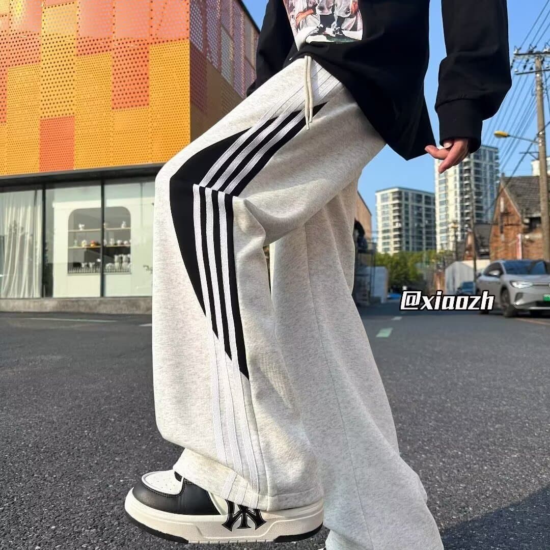 【メンズ】スウェットパンツ 三本線ワイドスウェットパンツ
