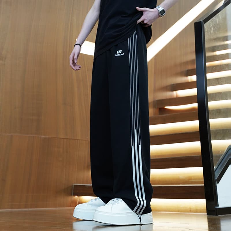 【メンズ】スウェットパンツ スウェットパンツ 縦ライン入りゆったりスポーツパンツ