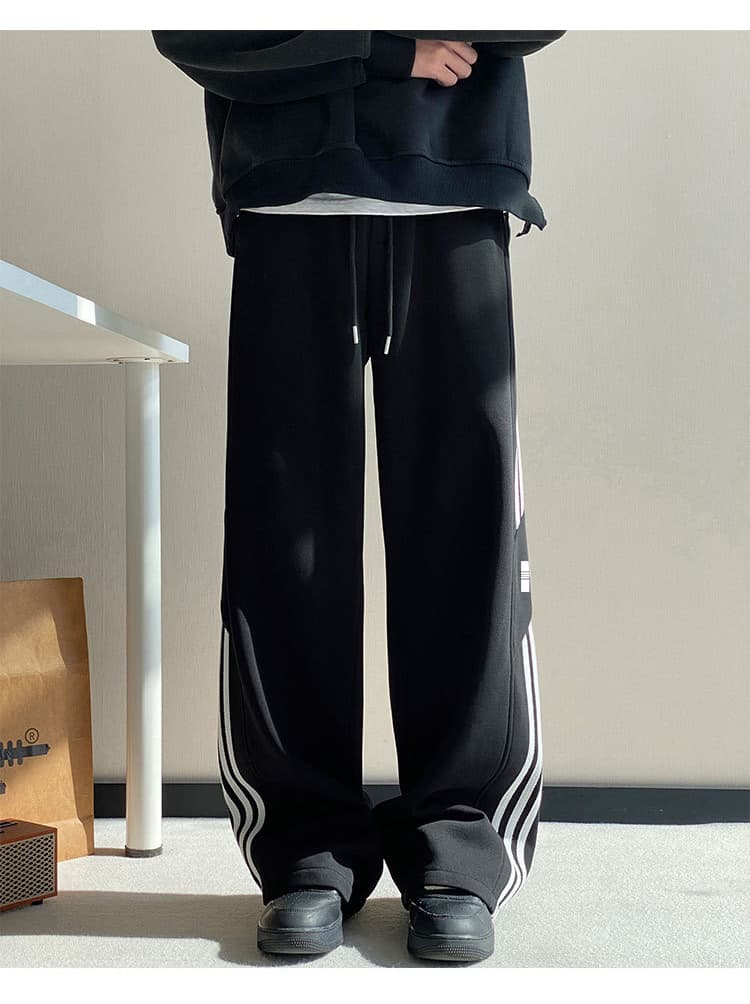 【メンズ】スウェットパンツ ラインデザイン ワイドスウェットパンツ