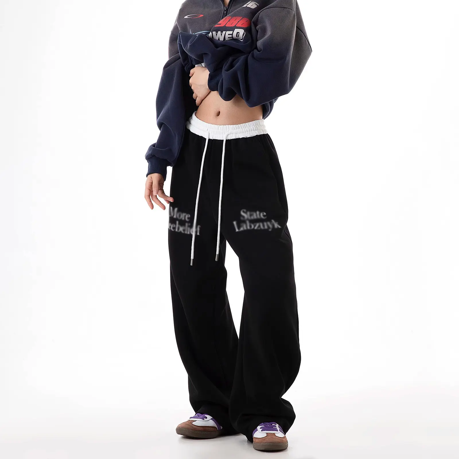 【レディース】レトロストレートワイドスウェットパンツ