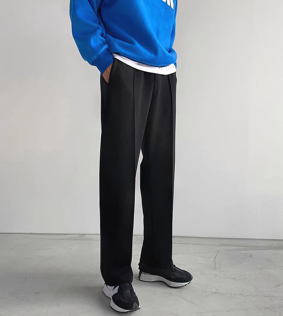 【メンズ】スウェットパンツ センタープレスストレートパンツ