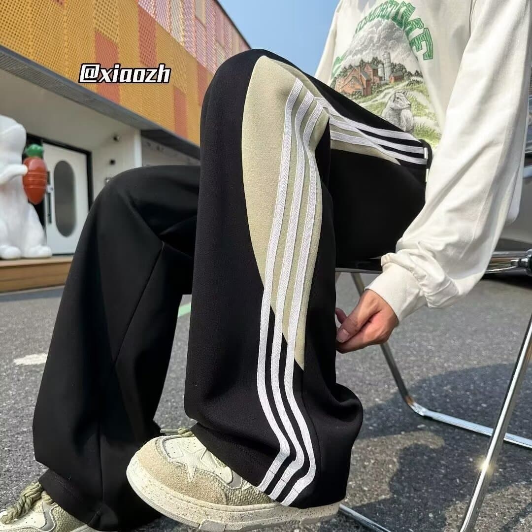 【メンズ】スウェットパンツ 三本線ワイドスウェットパンツ
