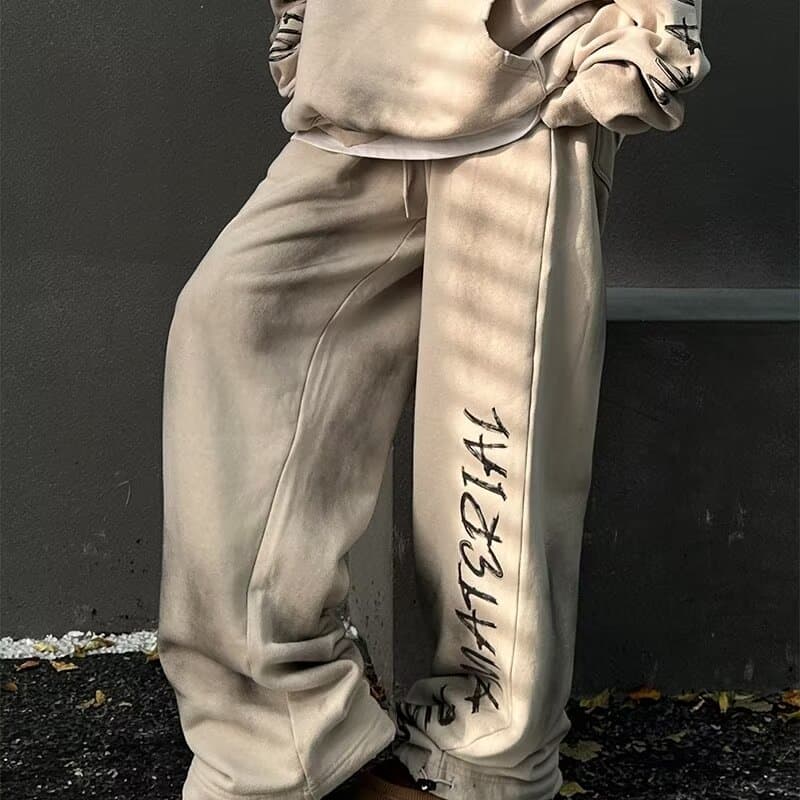 【レディース】スウェットパンツ スタイリッシュロゴ入りワイドスウェットパンツ