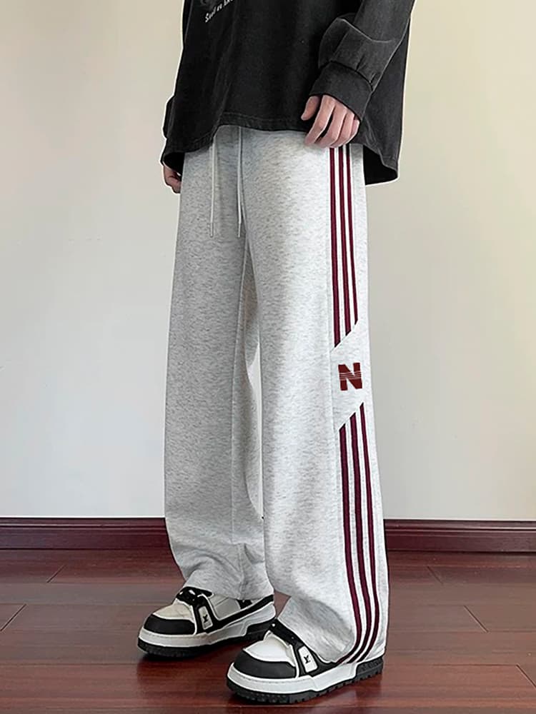 【メンズ】スウェットパンツ ラインデザイン ワイドスウェットパンツ