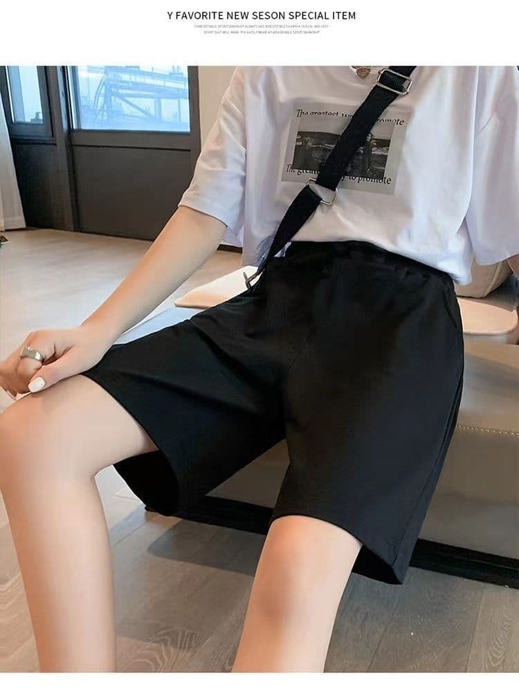 【レディース】スウェットパンツ スウェットパンツ シンプル膝丈ゆったりショートパンツ