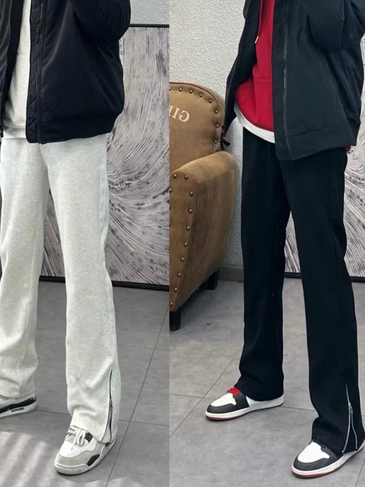 【メンズ】スウェットパンツ スウェットパンツ 裾ジッパーデザイン リラックスパンツ