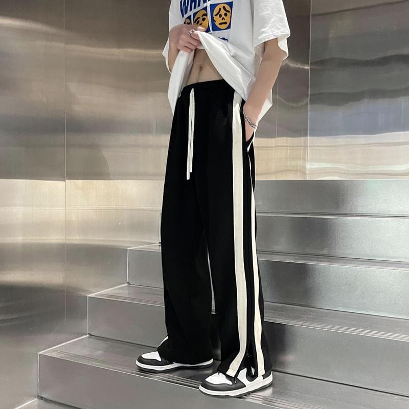【メンズ】スウェットパンツ サイドライン入り ゆったりスウェットパンツ