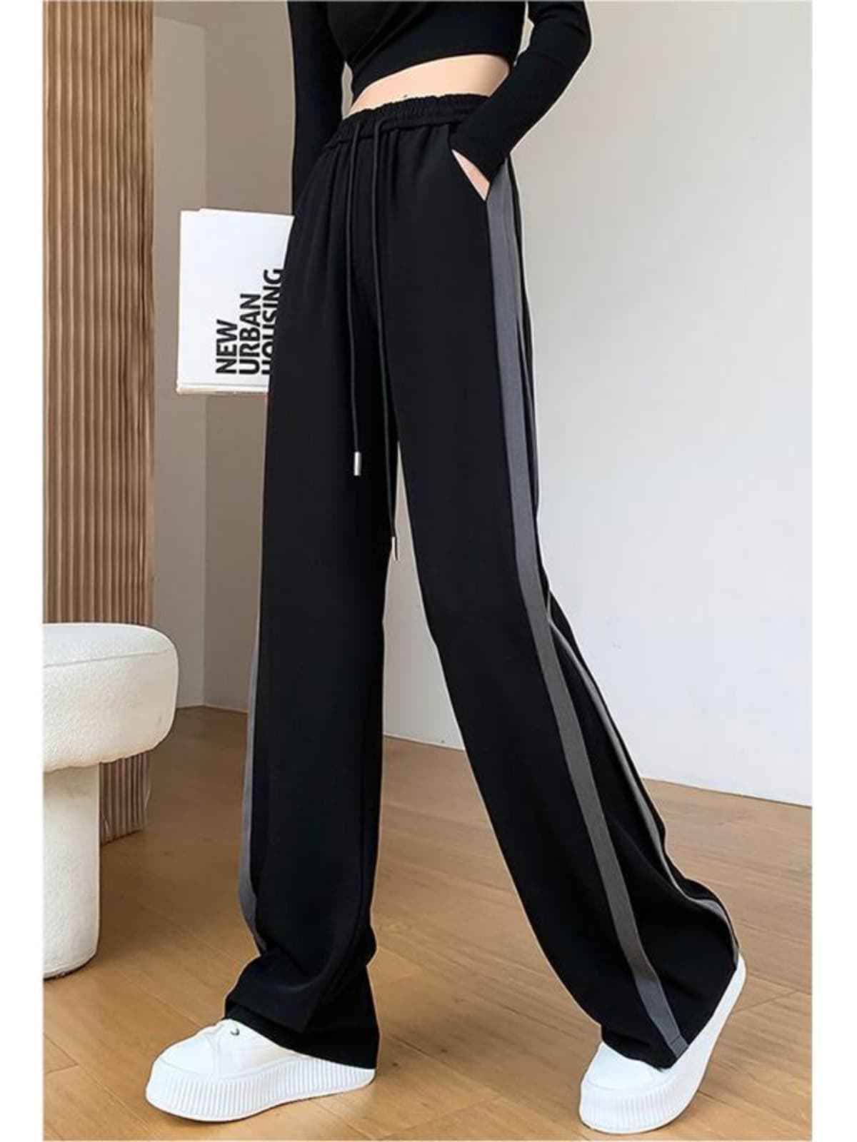 【レディース】スウェットパンツ スウェットパンツ リラックスサイドライン ワイドパンツ