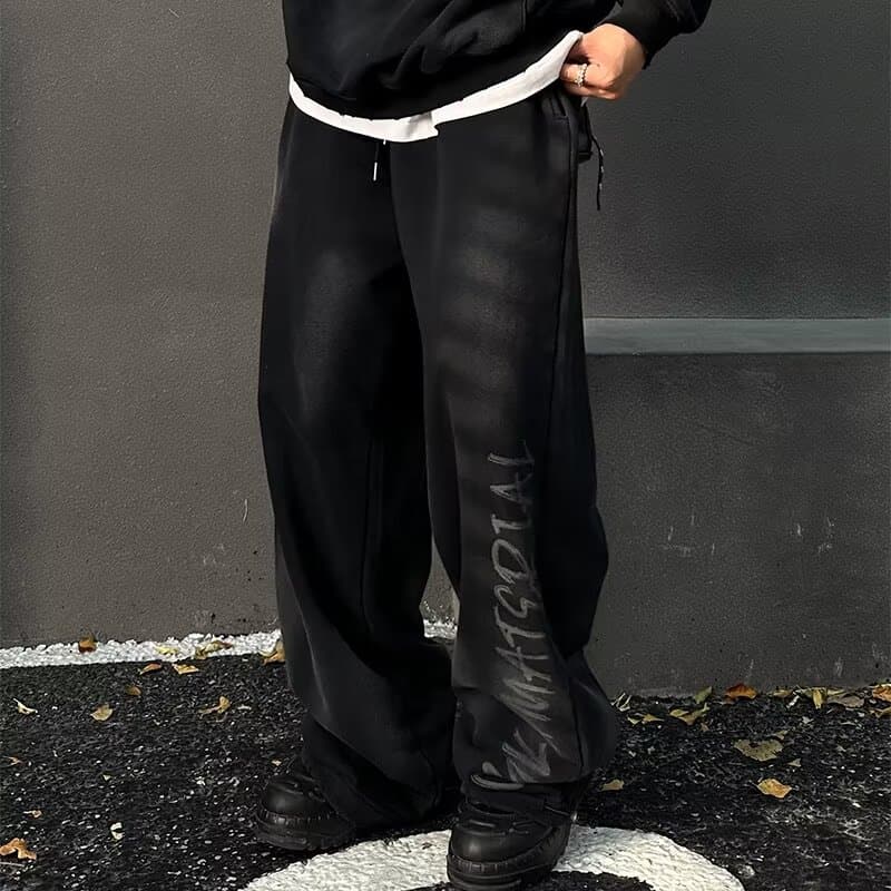 【レディース】スウェットパンツ スタイリッシュロゴ入りワイドスウェットパンツ
